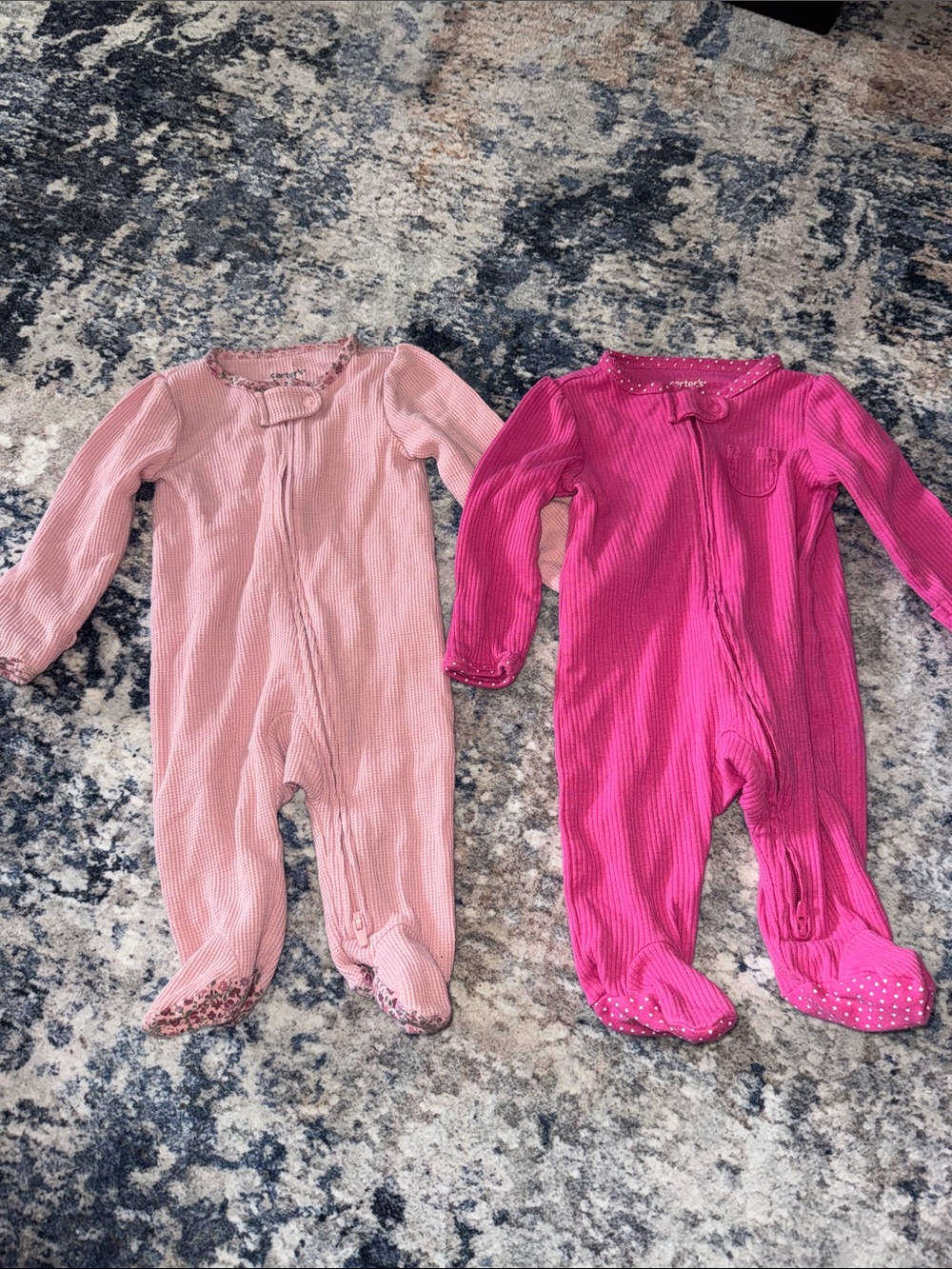 Carter's Ribbed Footed One-Pieces in Light Pink and Hot Pink